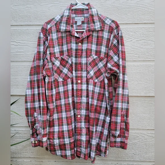 Carhartt  Men's button down shirt long sleeve size L 100% cotton - Picture 2 of 12